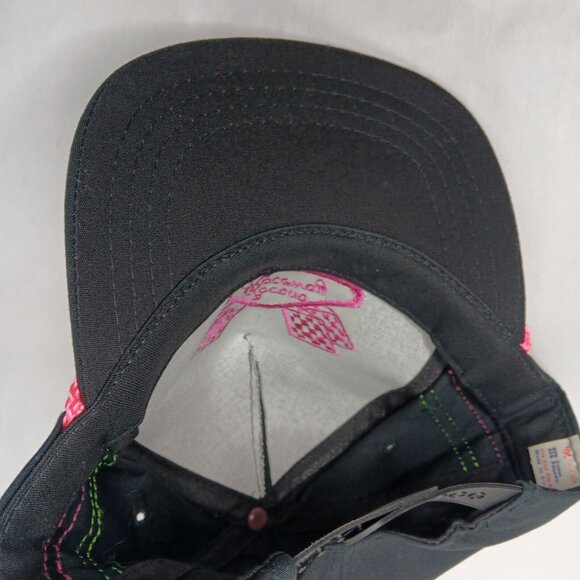 Pocono Raceway 3 Stripe Cap Hat Black Neon Pink Green Canvas Racing Race Vintage - Picture 8 of 13
